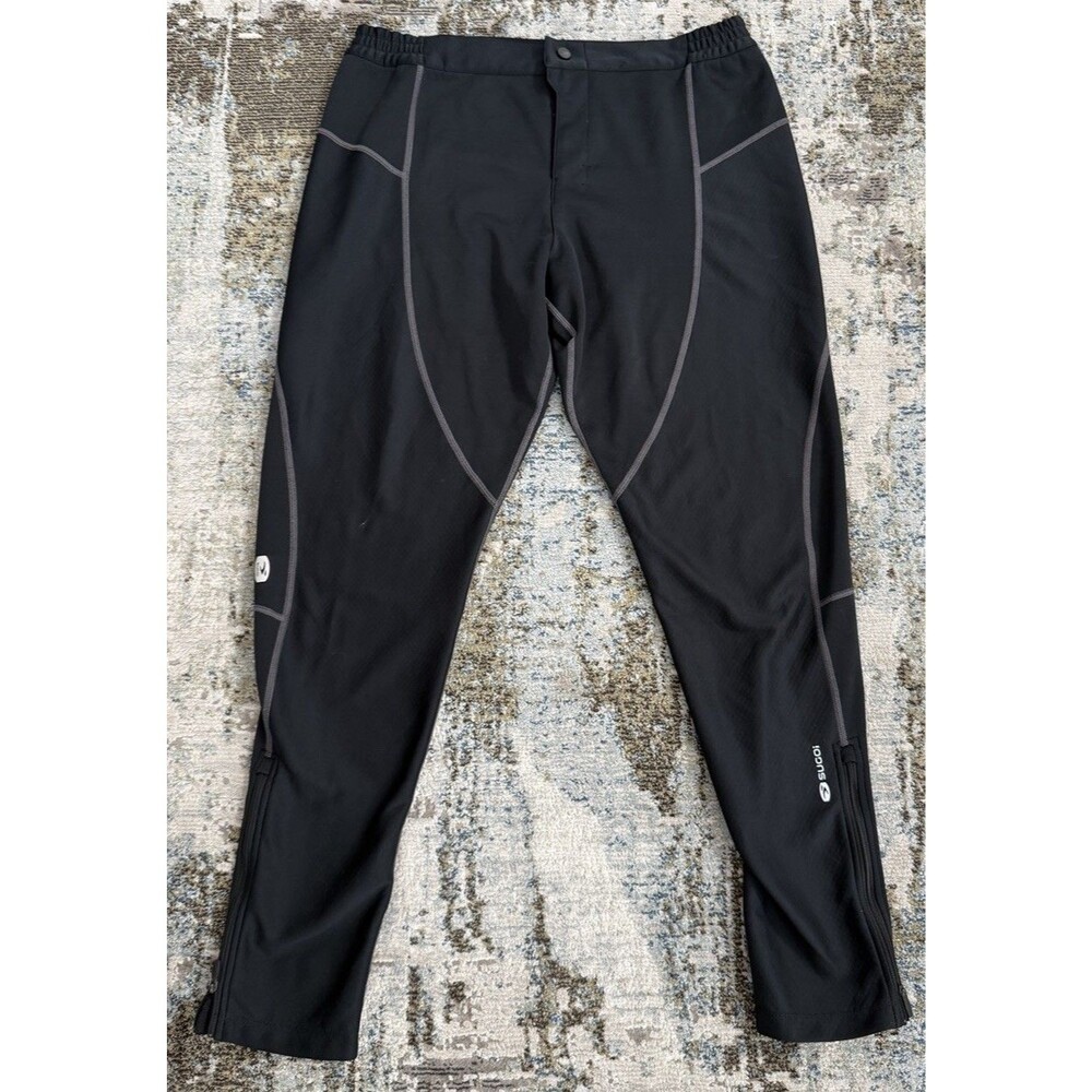 Sugoi Womens Size M Black Cycling Pants With Zip Ankles And Reflective Accents